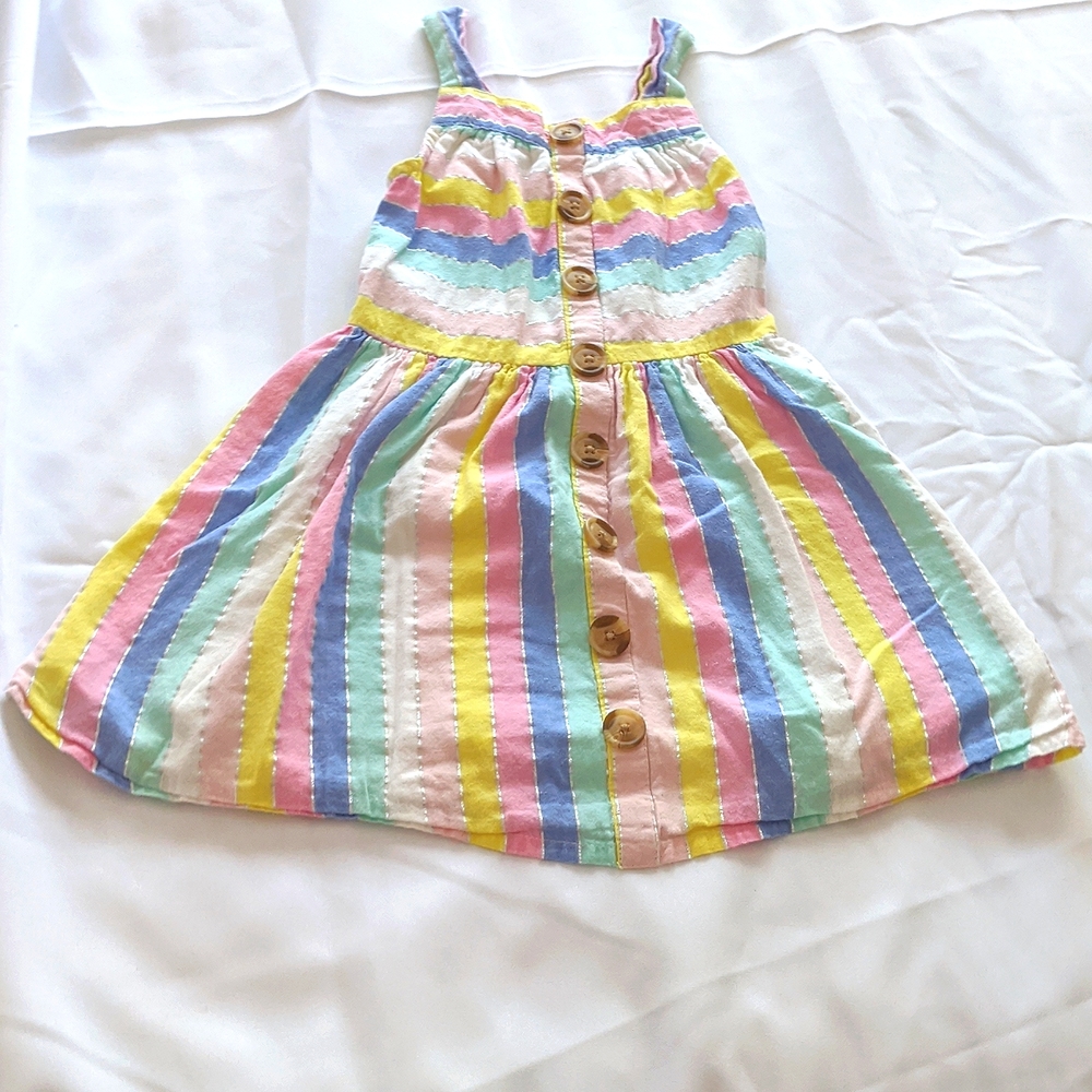 Woolworths summer striped dress. Brown button down the front